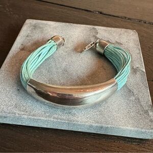Stirling silver bracelet with Tiffany blue accent